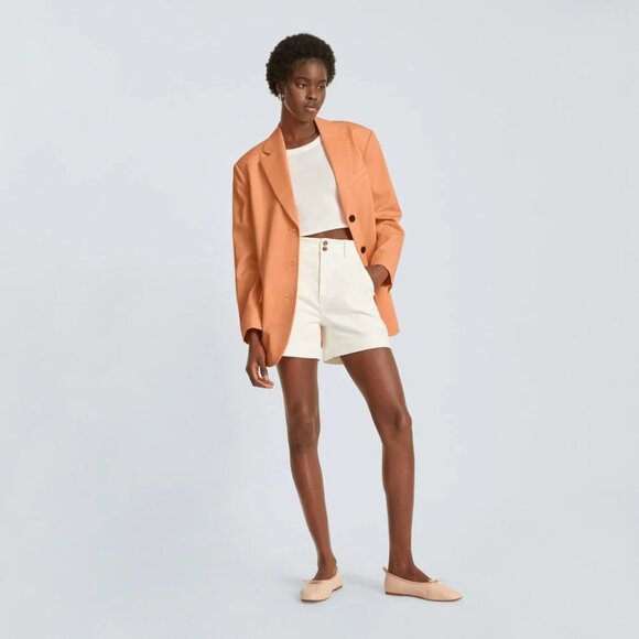 EVERLANE 80's Orange Chiffon Twill Oversized Single Breasted Blazer, Size 00 - Picture 3 of 16